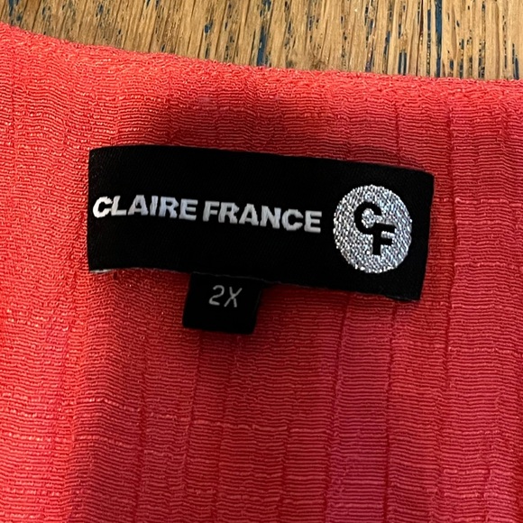 CLAIRE FRANCE – Sleeveless Coral Tunic Top with Lace Trim (Size 2X) - Picture 2 of 9